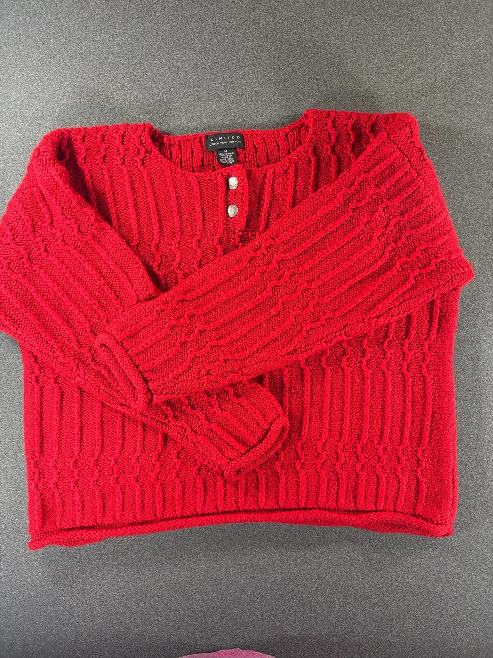 Vintage Womens Wool Blend Sweater from The LIMITED 90s Red Medium Heavy Knit VTG